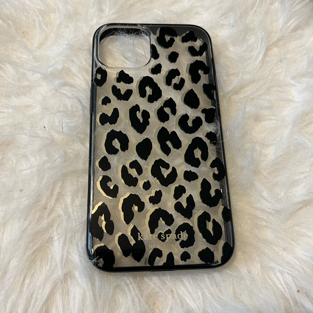 Kate Spade Leopard print iPhone 13 case with box black gold clear used once
